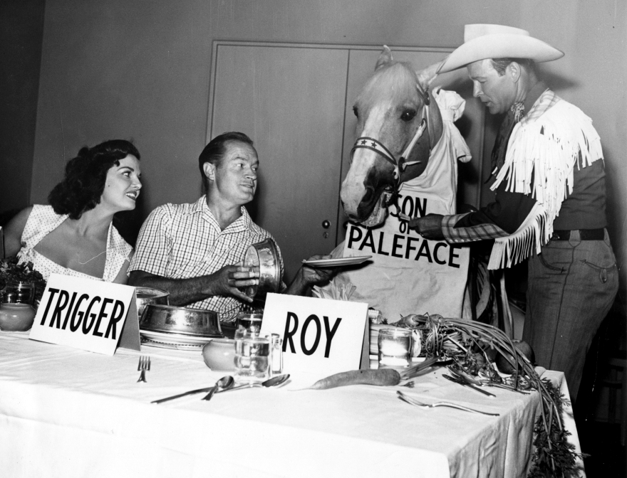 Bob Hope, Jane Russell, Trigger, Roy Rogers  Son of Paleface 1952.jpg